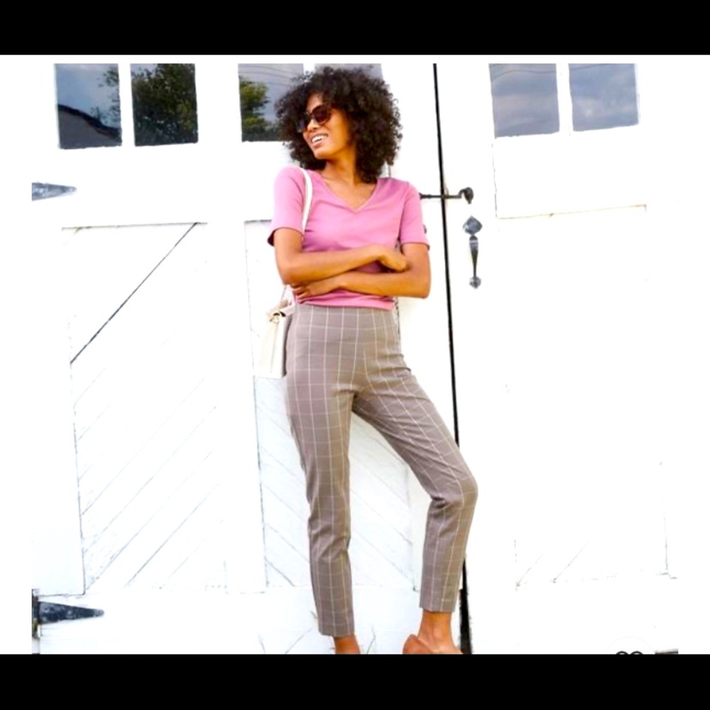 Women’s Plaid High Rise Skinny Ankle Pants - Grey
